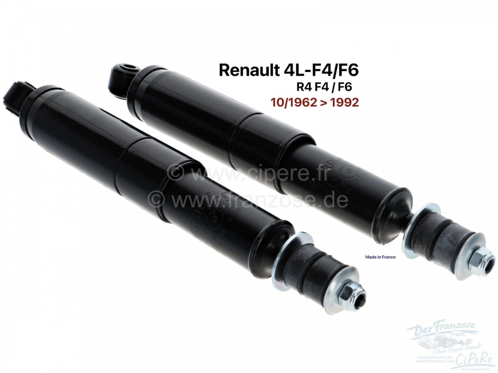 Renault - R4-F4/ R4-F6, schokdemper achter (2 stuks). Geschikt voor Renault R4 F4 + F6, vanaf bouwja