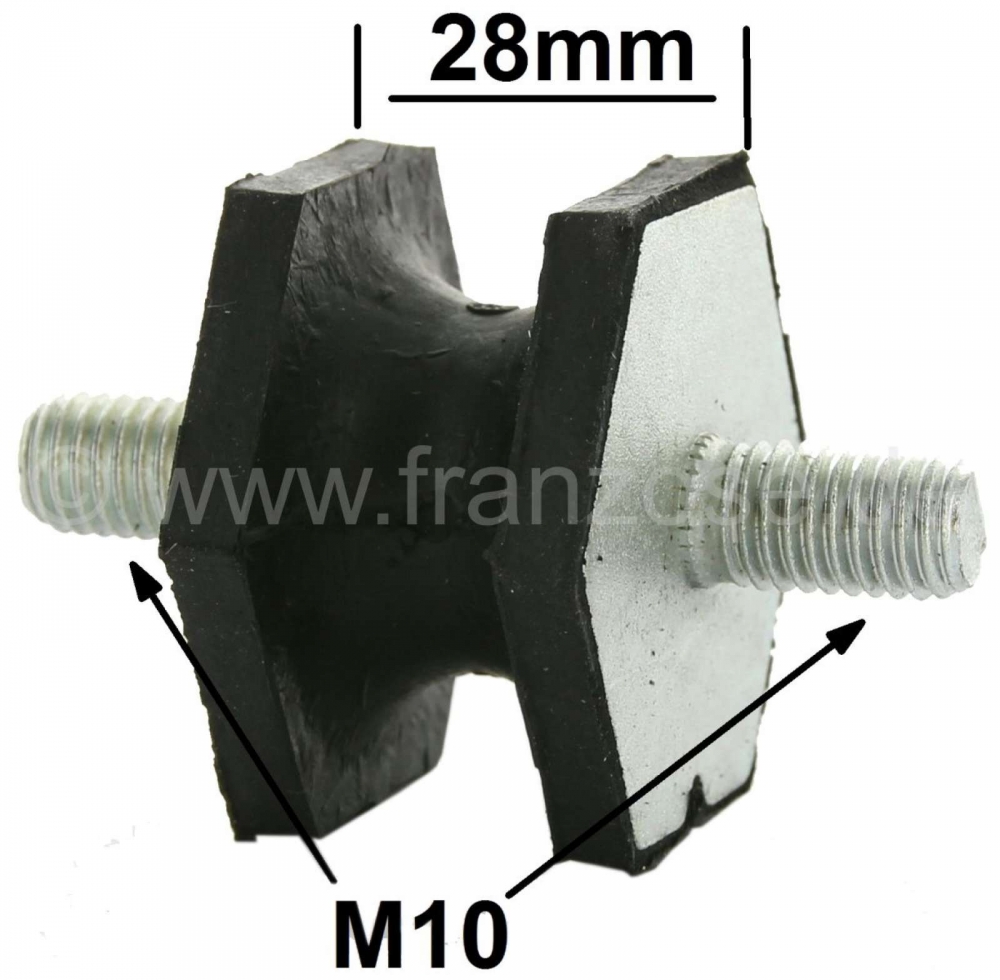 Renault - Rubberen stille houder M10. Hoogte: 28 mm. Grote uitvoering voor de achterdemper. Geschikt
