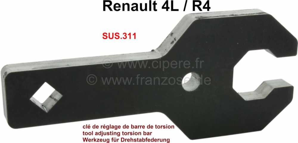Renault - R4, gereedschap voor het afstellen van de torsiestangophanging. Exacte reproductie van het
