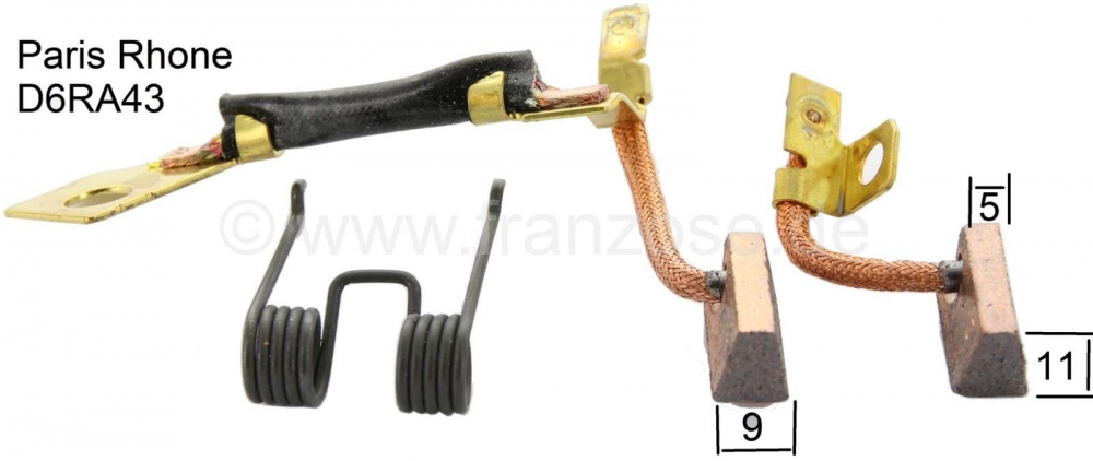Renault - Startborstels, voor startmotor D6RA43 Paris Rhone. Geschikt voor Renault R4.
