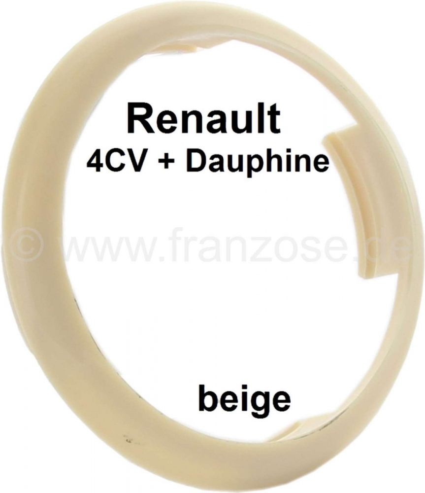 Renault - 4CV/Dauphine, plastic ring voor het embleem in het stuur. Kleur: beige. Geschikt voor Rena