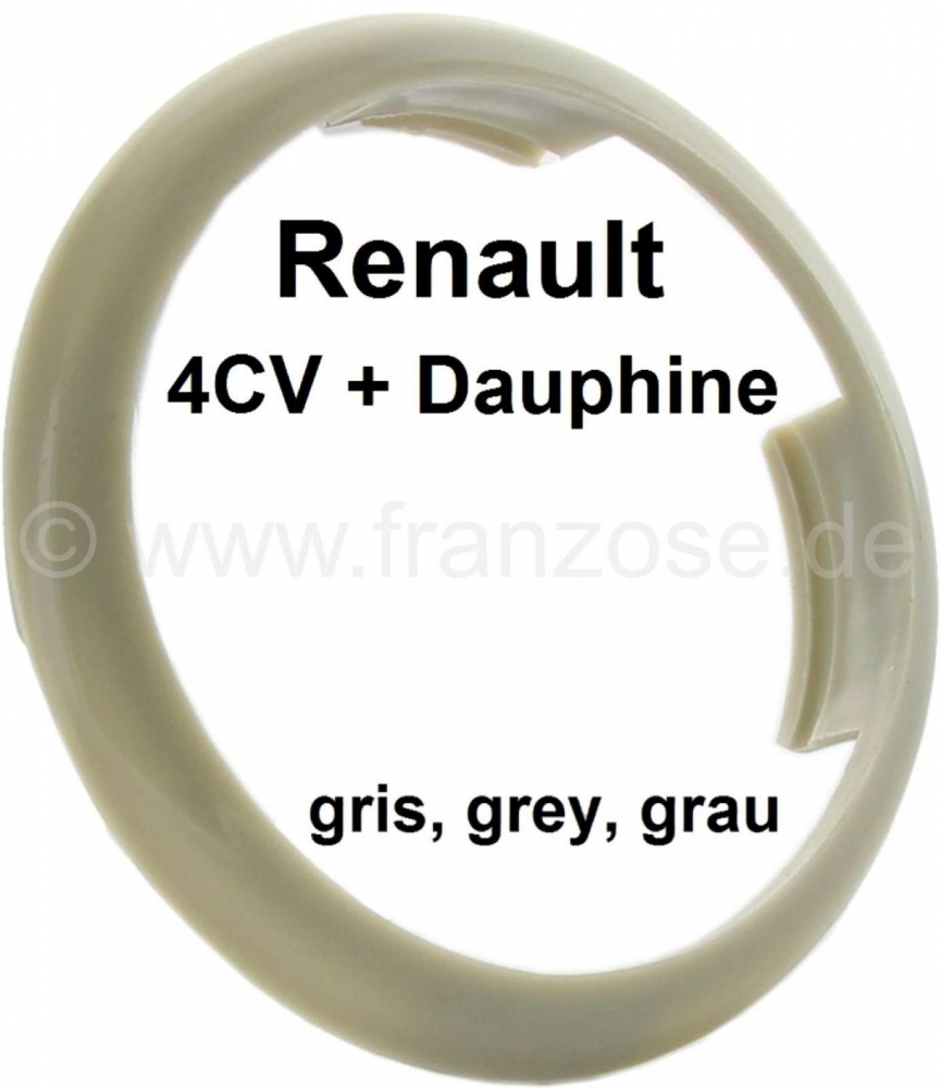 Renault - 4CV/Dauphine, plastic ring voor het embleem in het stuur. Kleur: grijs. Geschikt voor Rena