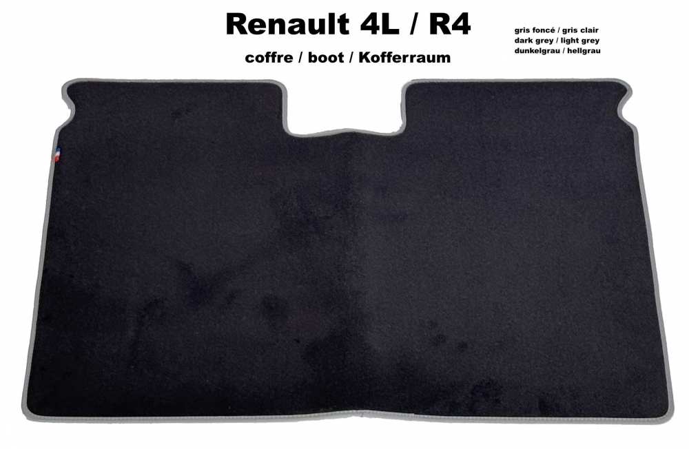 Renault - R4, Renault R4 kofferbakmat. Velours donkergrijs (gris foncé), lichtgrijze (gris clair) r