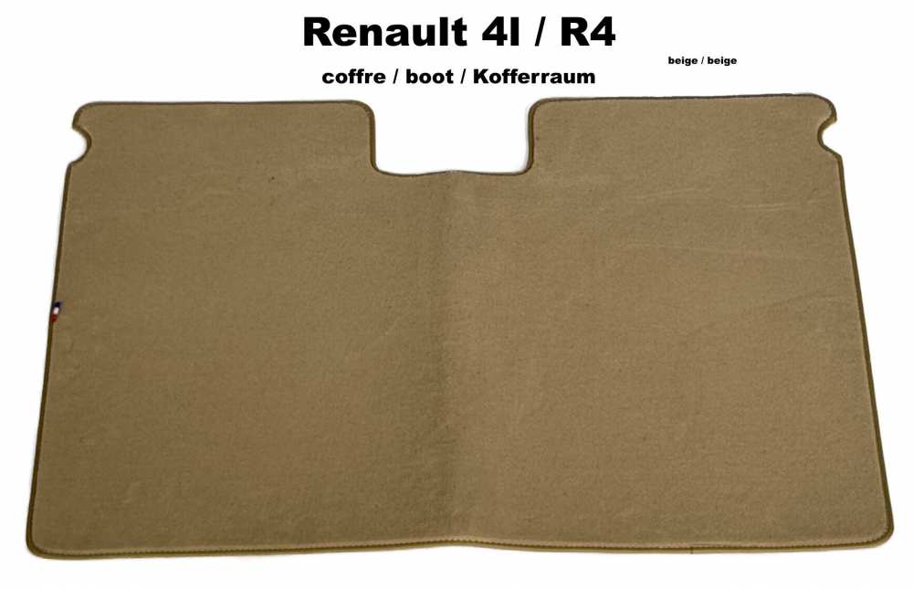 Renault - R4, Renault R4 kofferbakmat. Veloursbeige, beige rand. Past bij onze tapijtset 88895.