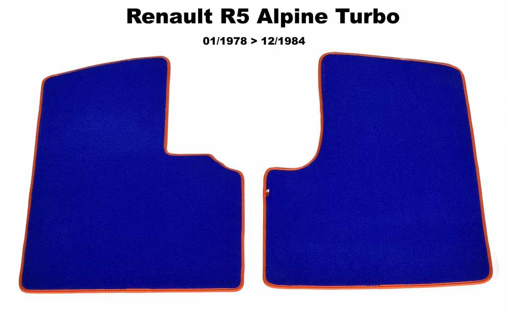 Renault - R5 Alpine Turbo, set velours vloermatten Exellence (alleen links + rechts voor), blauw met