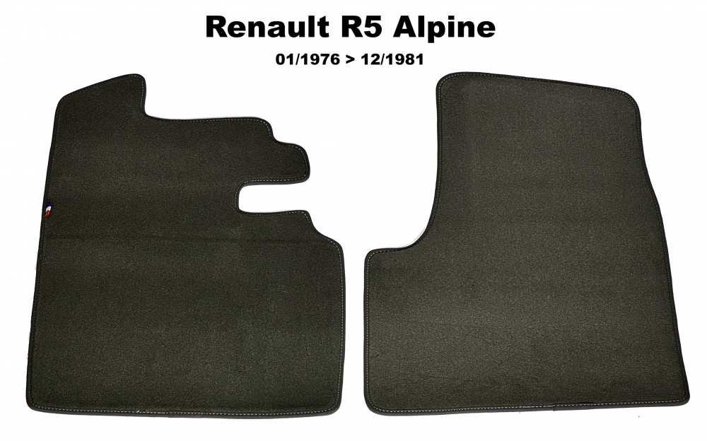 Renault - R5 Alpine, vloermattenset Velour Exellence (alleen links + rechts voor), lichtgrijs (Gris 