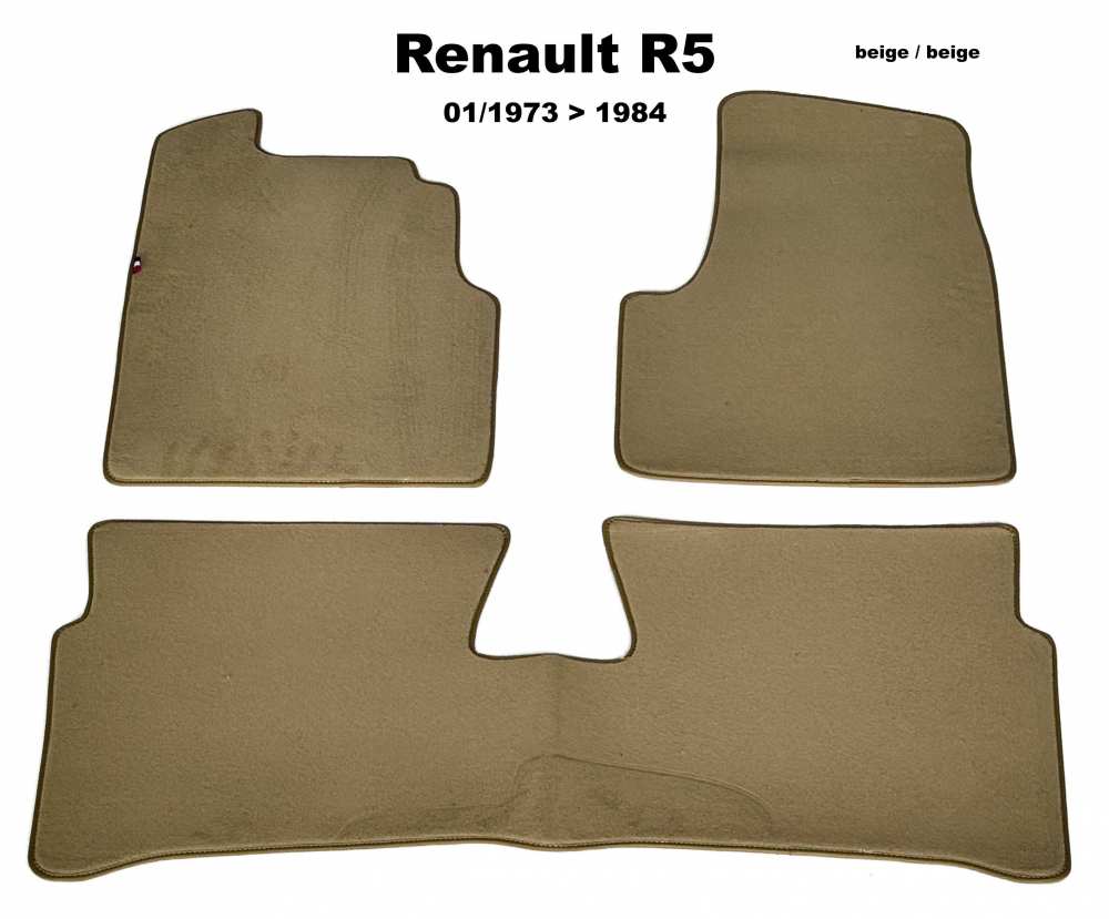 Renault - R5, vloermattenset Velour Exellence (3 stuks, 2x voor + 1x achter), beige met beige kunstl
