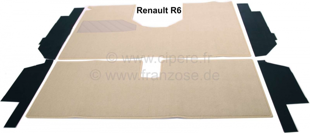 Renault - R6, tapijtset velours crème (beige). Geschikt voor Renault R6.