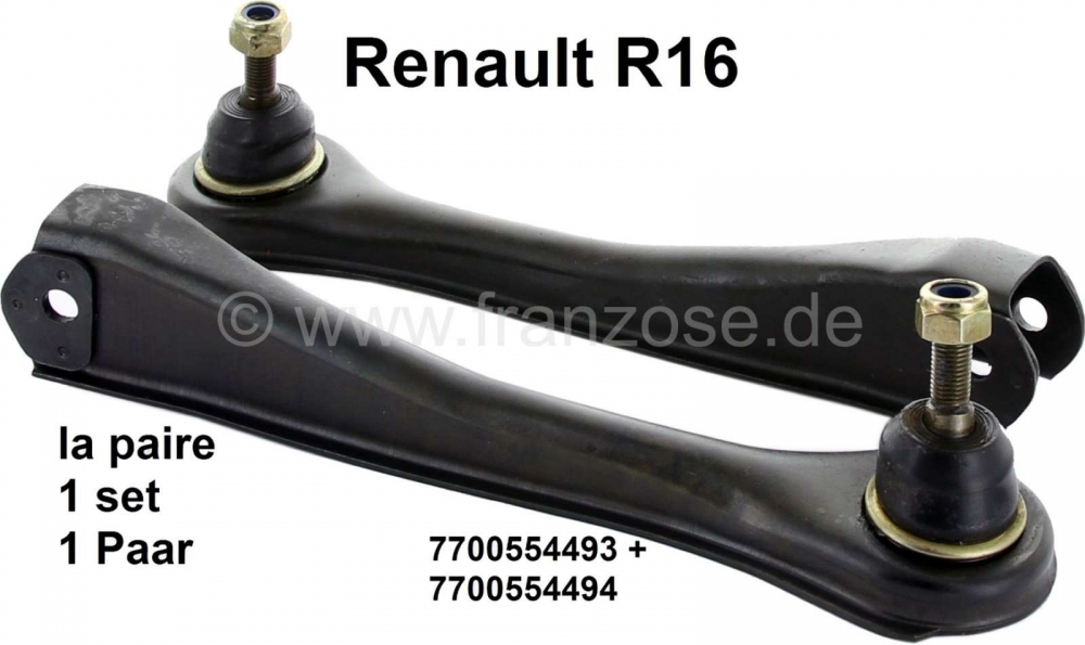 Renault - R16, spoorstang links + rechts (1 set). Geschikt voor Renault R16. Of. Nr. 7700554493 + 77