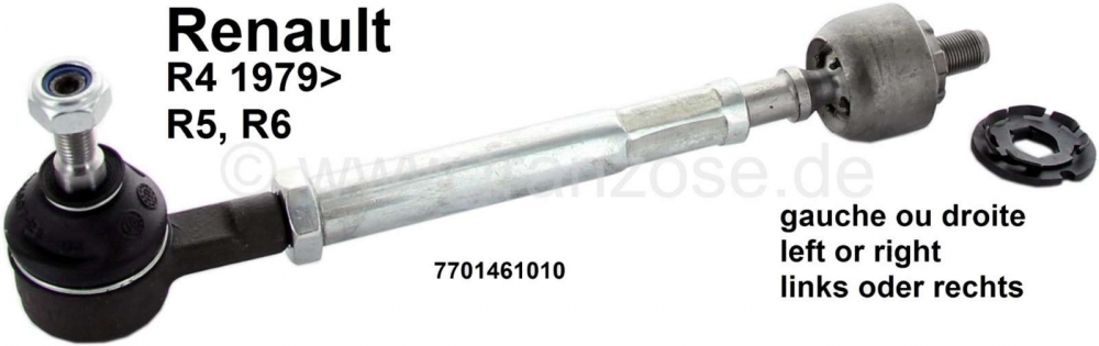 Renault - R4/R5/R6, complete trekstang (incl. trekstangeind). Geschikt voor Renault R4, vanaf modelj