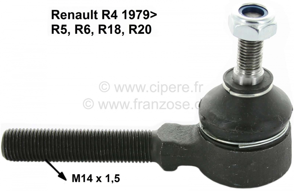 Sonstige-Citroen - R4/R5, trekstangeinde. Geschikt voor Renault R4, vanaf modeljaar 1979, Renault R5, R6, R18