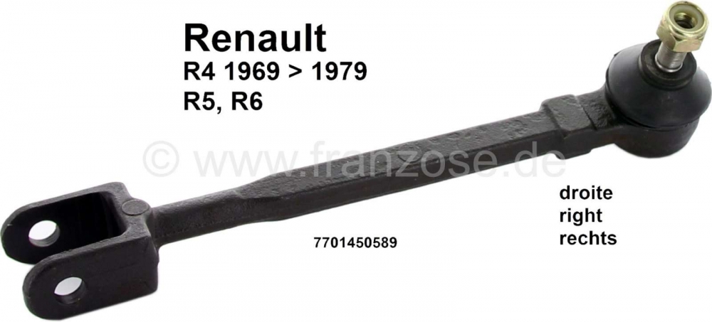 Renault - R4, trekstang compleet rechts (incl. trekstangeind). Geschikt voor Renault R4, tot bouwjaa