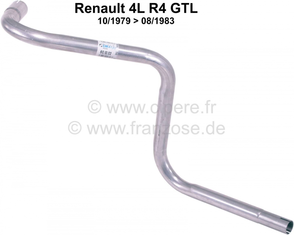 Renault - R4, (1108cc), uitlaat tussenpijp (onder het spatbord). Geschikt voor Renault R4 GTL, vanaf