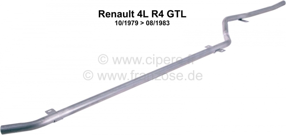 Renault - R4, (1108cc), uitlaat tussenpijp (tweede pijp, onder de dorpel). Geschikt voor Renault R4 