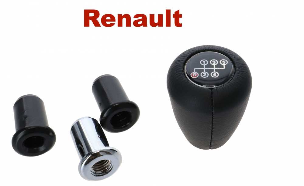 Renault - R5, versnellingsknop 5 versnelling (achteruit linksonder). Draad M12x1,75mm. Met adapter v