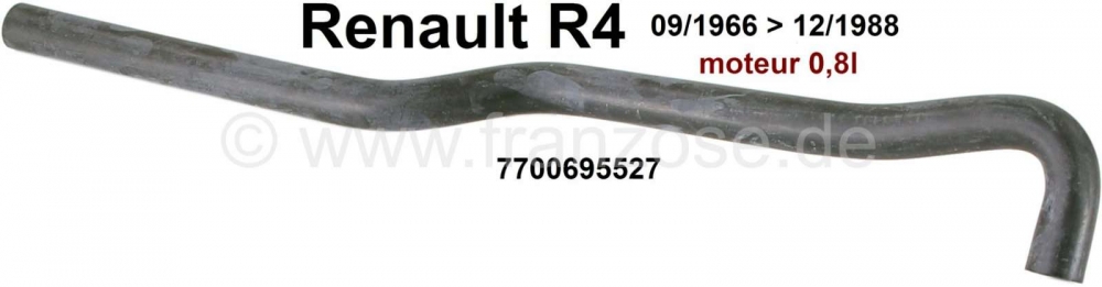 Renault - R4, radiatorslang lang (56cm) leidt naar de kachelradiateur, door het schutbord. Geschikt 