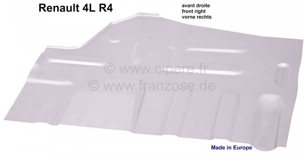Renault - R4, deel vloerpaneel, linksvoor. De plaat reikt ongeveer 20 cm voor de zitbankbak. Geschik