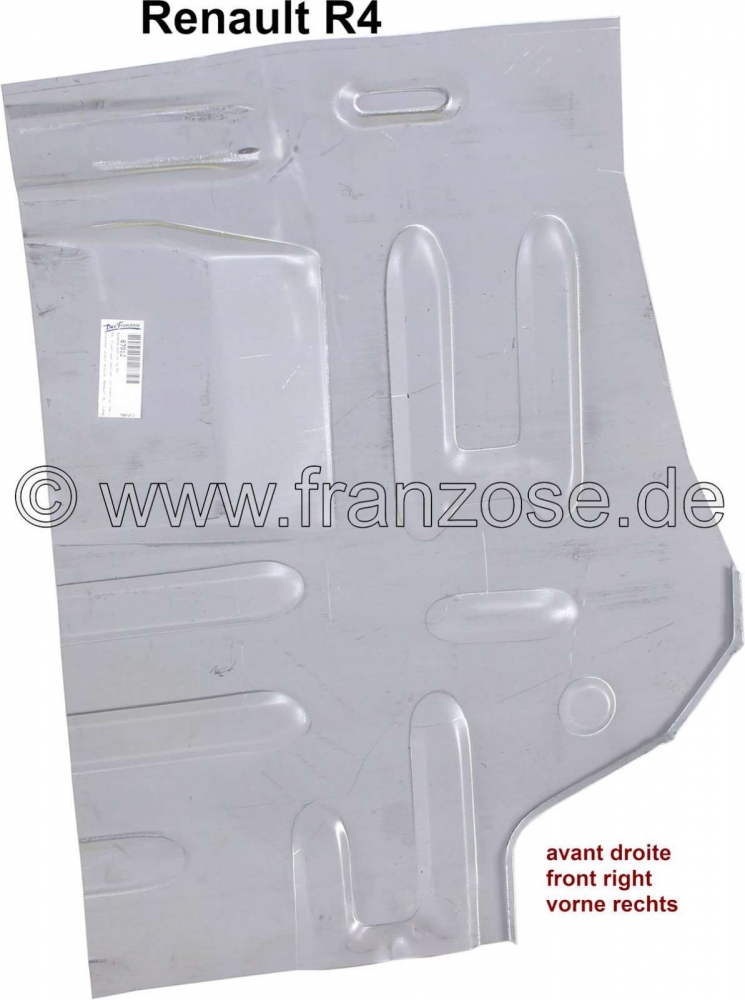 Renault - R4, deel vloerpaneel, rechtsvoor. De plaat reikt ongeveer 20 cm voor de zitbankbak. Geschi