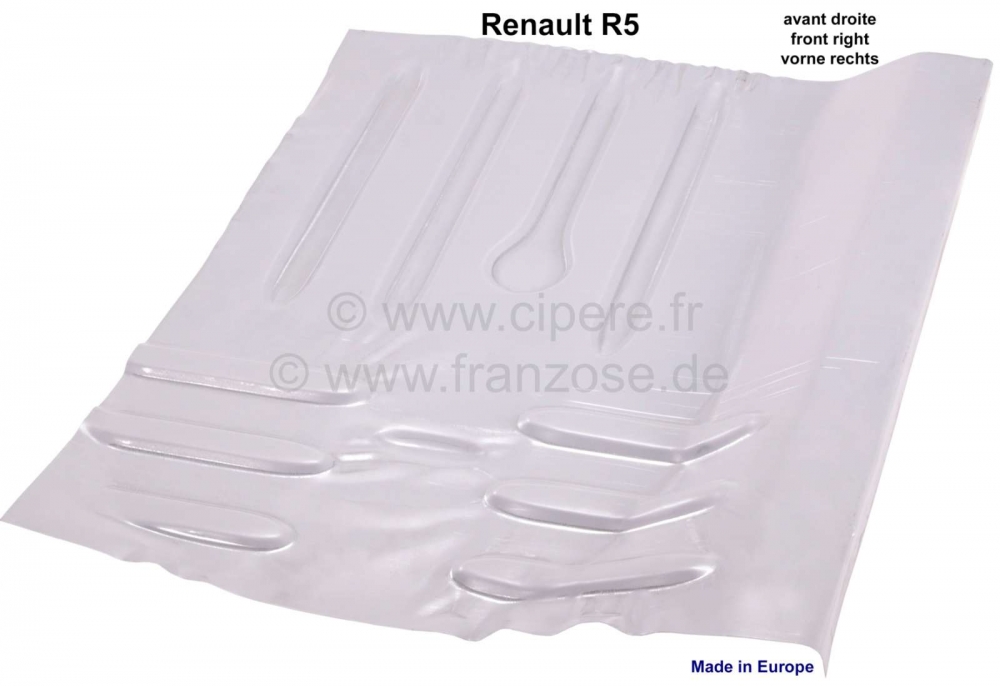 Renault - R5, vloerplaat rechtsachter, Renault R5, 1 serie. Reproductie met alle kralen en verstevig