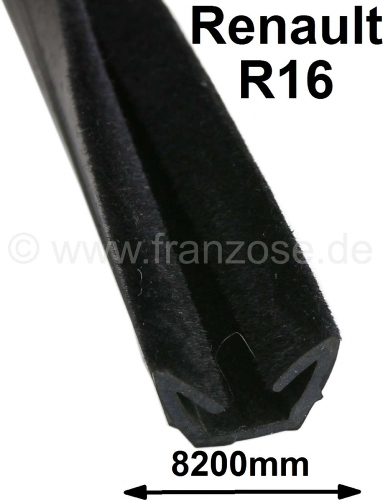Renault - R16, raamgeleider, deur binnen. Geschikt voor Renault R16. Totale lengte: 8,20m (voor alle