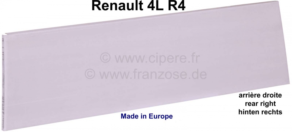 Renault - R4, buitenste deurpaneel, klein (reparatiepaneel). Rechtsachter. Geschikt voor Renault R4.