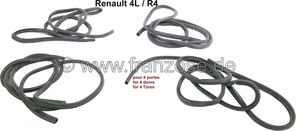 Renault - R4, deurafdichting (hol profiel, met afdichtlip), voor alle 4 de deuren! Geschikt voor Ren