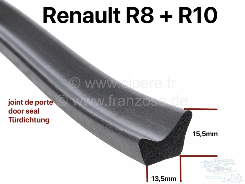 Renault - R8/R10, deurafdichting (per meter). Geschikt voor Renault R8 + R10. Per voertuig is ongeve