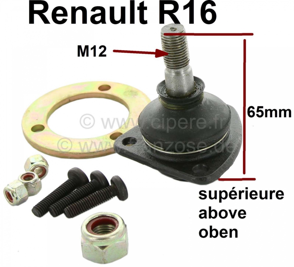 Renault - R16, steun - bovenste geleidingsscharnier, voor Renault R16, vanaf bouwjaar 9/1968.(R1151,