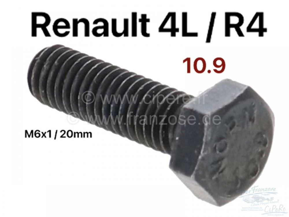Renault - R4/R5, steun - geleiderverbinding. M6X1 bout, lengte 20mm. Treksterkte 10,9 (zoals origine