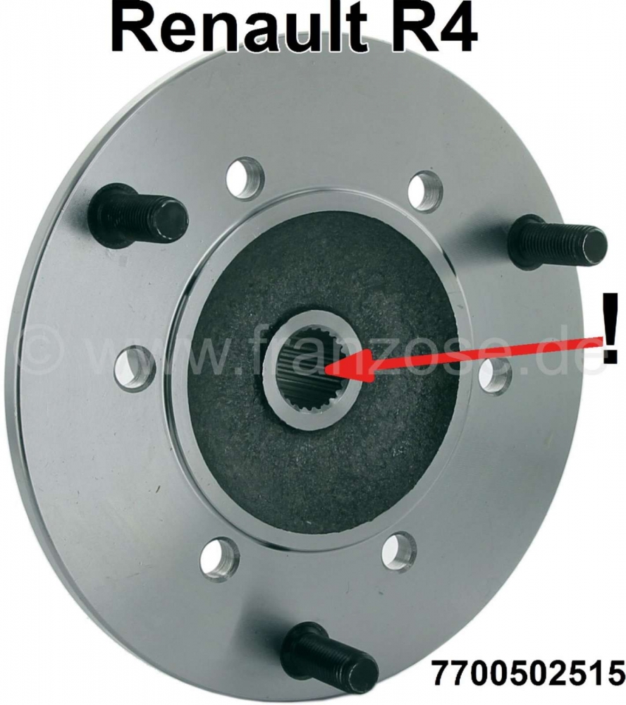 Renault - R4/R5, voorwielnaaf (fijngetand). Geschikt voor Renault R4 + R5, met schijfrem voor. Of. N