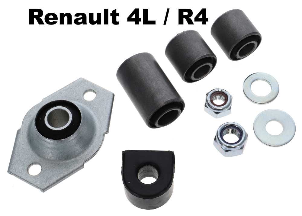Alle - R4, vooras rubberset, voor één zijde. Geschikt voor Renault R4. Inhoud: 3x rubber silent