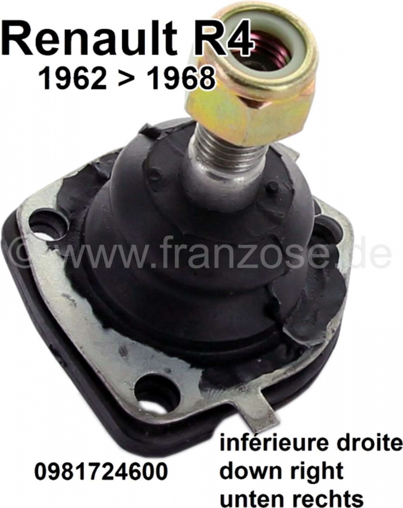 Alle - R4, steun - geleidingsscharnier rechtsonder. Geschikt voor Renault R4, van modeljaar 1962 