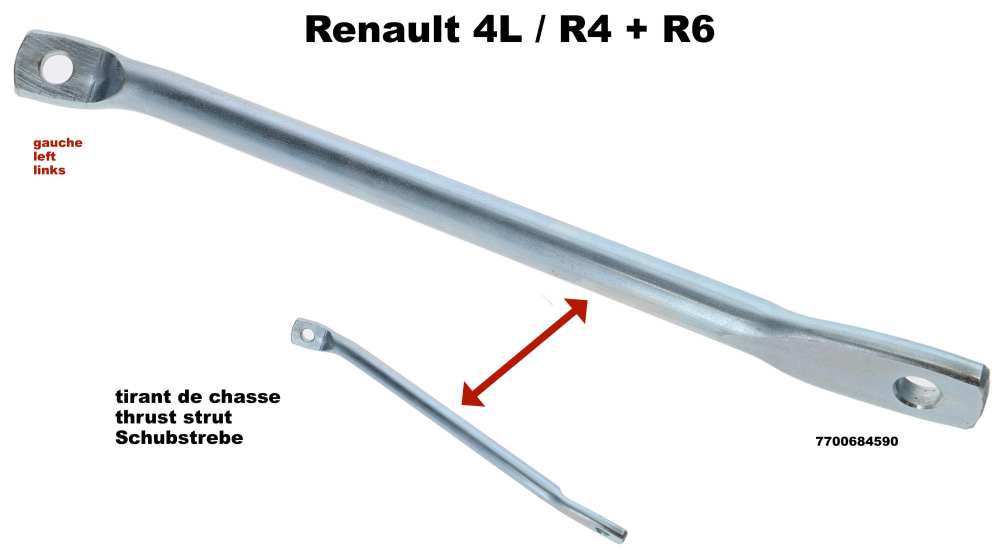 Renault - R4/R6, veerpoot links, laatste versie, (niet verstelbaar) verbinding draagarm aan het oog 