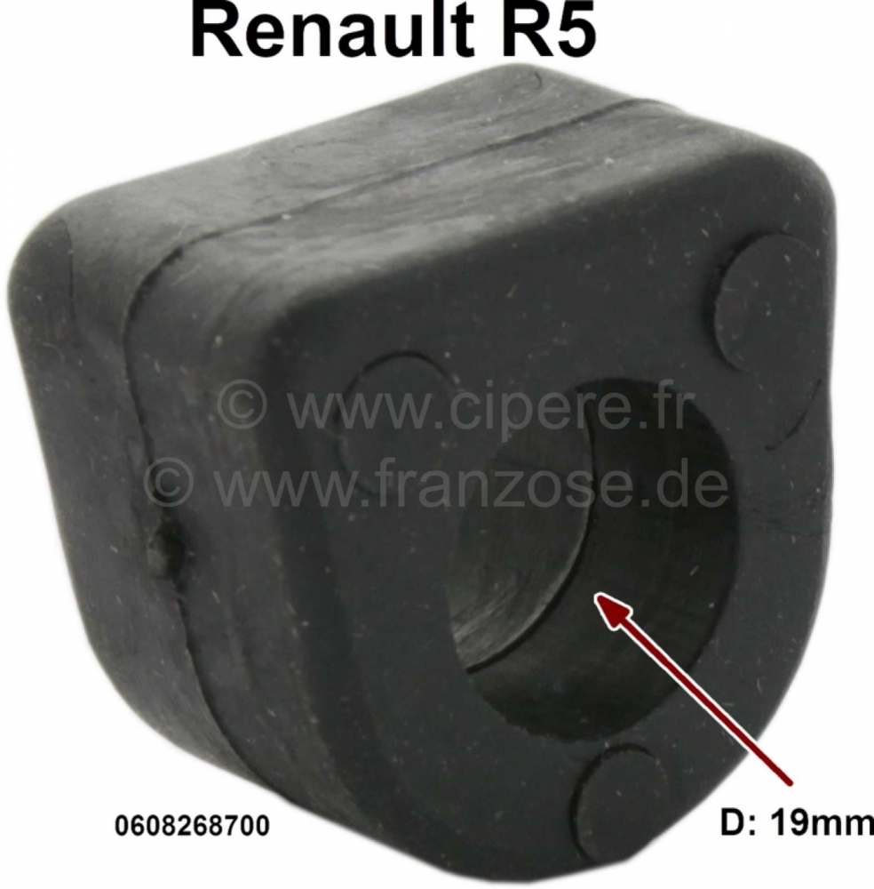 Renault - R5, stabilisatorstangrubber (per stuk), voor 19mm stabilisatorstang. Geschikt voor Renault