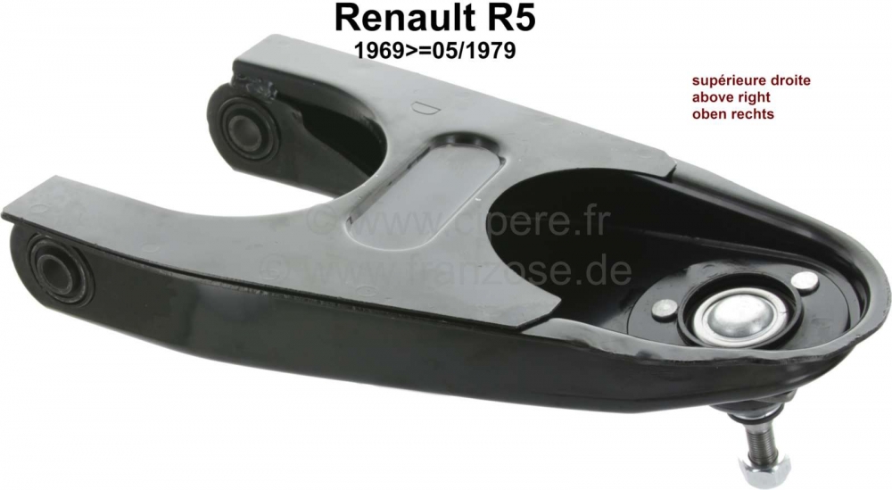 Renault - R5, wishbone vooras, rechtsboven. Geschikt voor Renault R5, vanaf bouwjaar 1969 tot 05/197