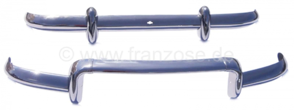 Renault - Dauphine, voor + achterbumper, roestvrij staal. Geschikt voor Renault Dauphine. Incl. bump