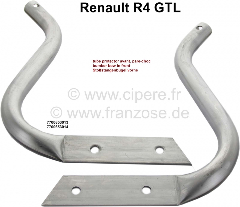 Renault - R4, voorbumper links + rechts (1 paar). Geschikt voor Renault R4 GTL. Of. Nr. 7700653013 +
