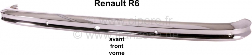 Renault - R6, voorbumper, verchroomd. Geschikt voor Renault R6, tot modeljaar 1973.