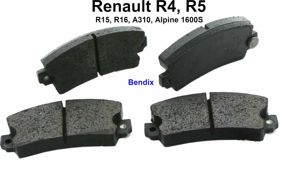 Sonstige-Citroen - Remblokken voor (1 set). Remsysteem: Bendix. Geschikt voor Renault R4, R5, R16, R15, Alpin