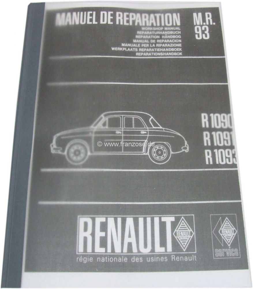 Renault - Werkplaatshandboek herdruk. Geschikt voor Renault Dauphine R1090, R1091, R1093, ca. 500 pa