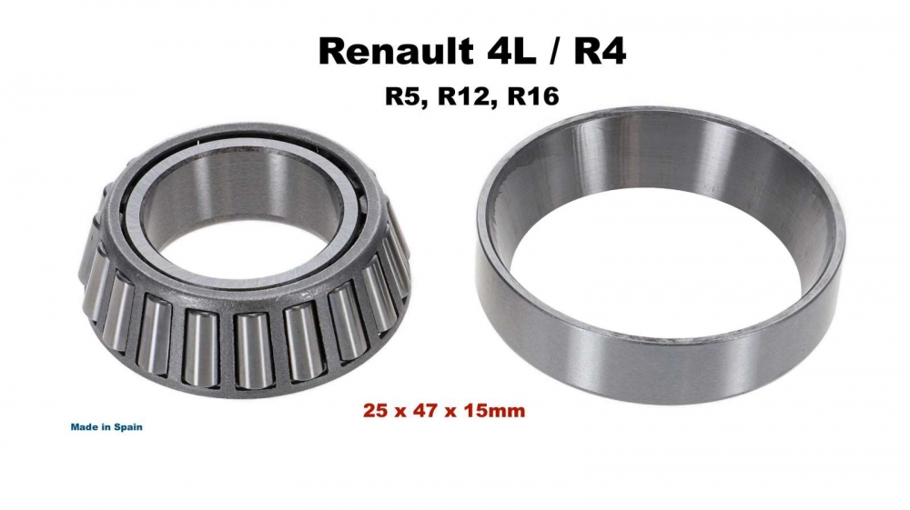 Renault - Wiellager. Geschikt voor Renault R4, R5, R12, R16. Afmeting. 25 x 47 x 15mm. Gemaakt in Sp