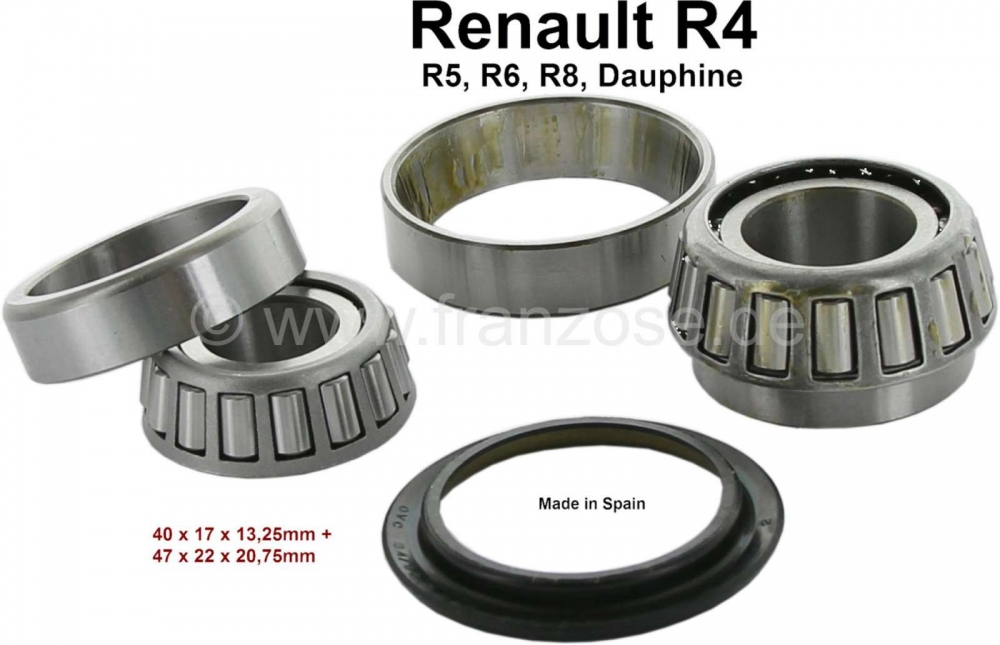 Renault - Set achterwiellagers. Geschikt voor Renault R4, van modeljaar 09/1962 tot 06/1986. R5 van 