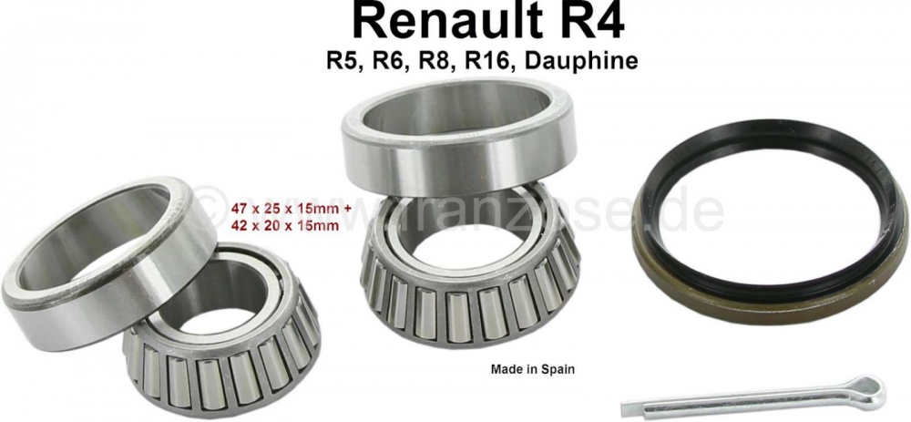 Renault - Set wiellagers achter (OEM-kwaliteit). Geschikt voor Renault R4. R5, R6, R8, Dauphine, R16
