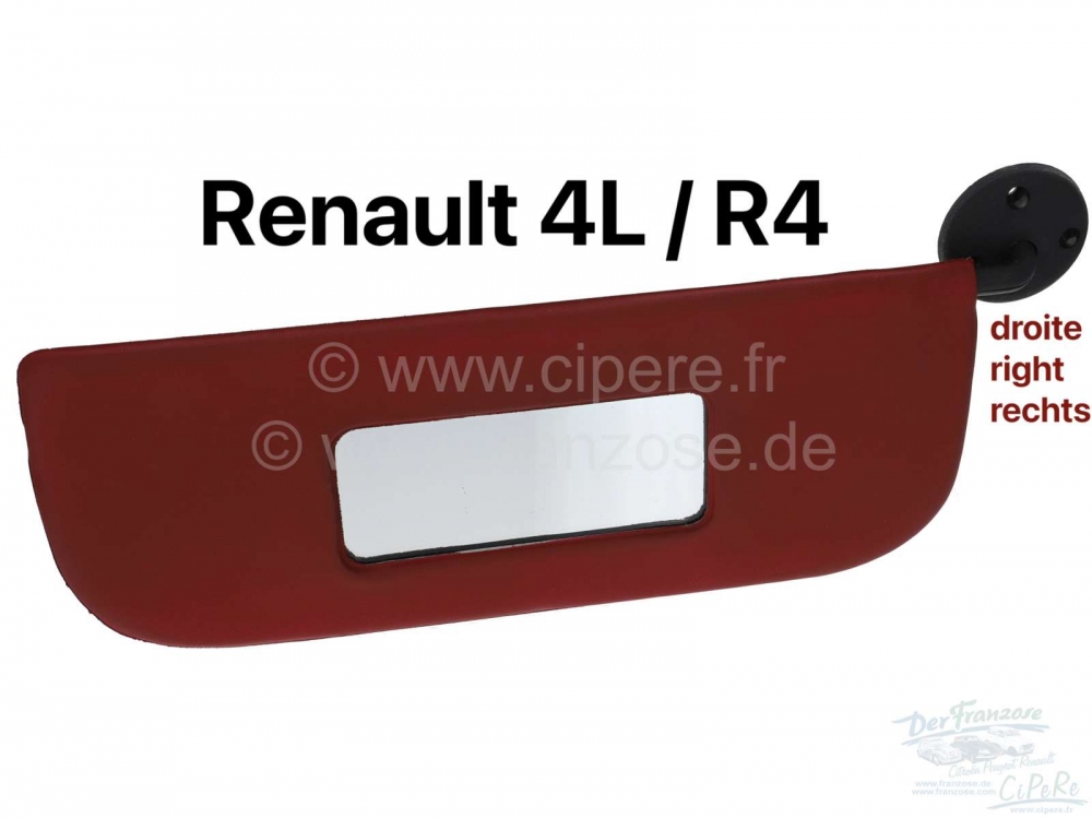 Alle - R4, zonneklep rechts. Kleur: rood. Geschikt voor Renault R4.