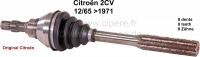 Citroen-2CV - Aandrijfas aan wielzijde. Geschikt voor Citroen 2CV, van modeljaar 12/1965 tot 1971. 8 tan