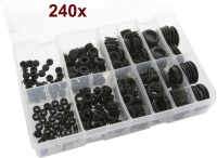 Kabeldoorvoeren en carrosseriepluggen set. 240 onderdelen. Stekkers van 6 tot