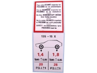 citroen 2cv banden velgen luchtdruksticker 5 talen voor mehari dyane P16341 - Bild 1