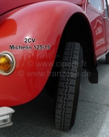 Citroen-2CV - Banden R125/15, fabrikant Michelin. Michelin banden zijn de duurste banden voor de Citroen