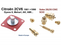 Citroen-2CV - Carburateurreparatieset voor ovale carburateur (met jets), voor Citroen 2CV6 (tot 1990), A