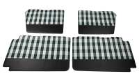 Citroen-2CV - Deurpanelen compleet voor + achter (4 stuks). Lage versie. Stof in geblokt groen en wit (P